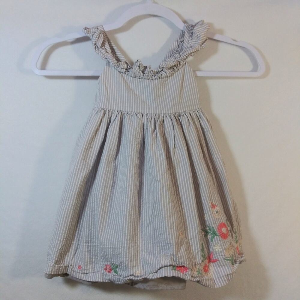 Catherine Malandrino Tan Stripe Floral Ruffle Dress Size 4T